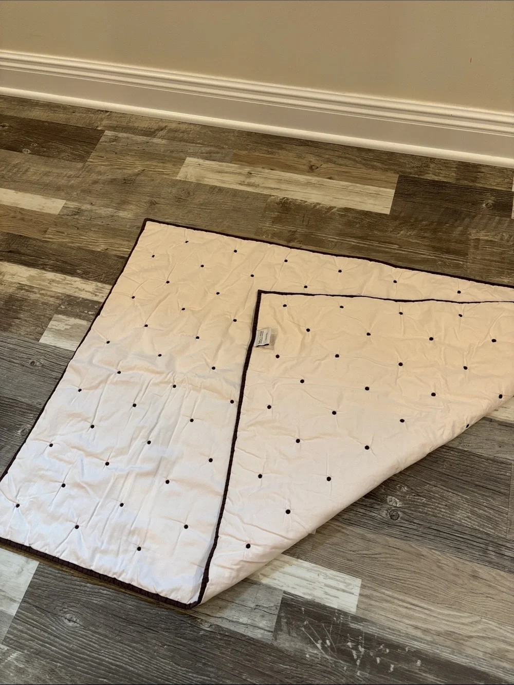 Toddler Restoration Hardware Blush Pink and Chocolate Quilted Throw